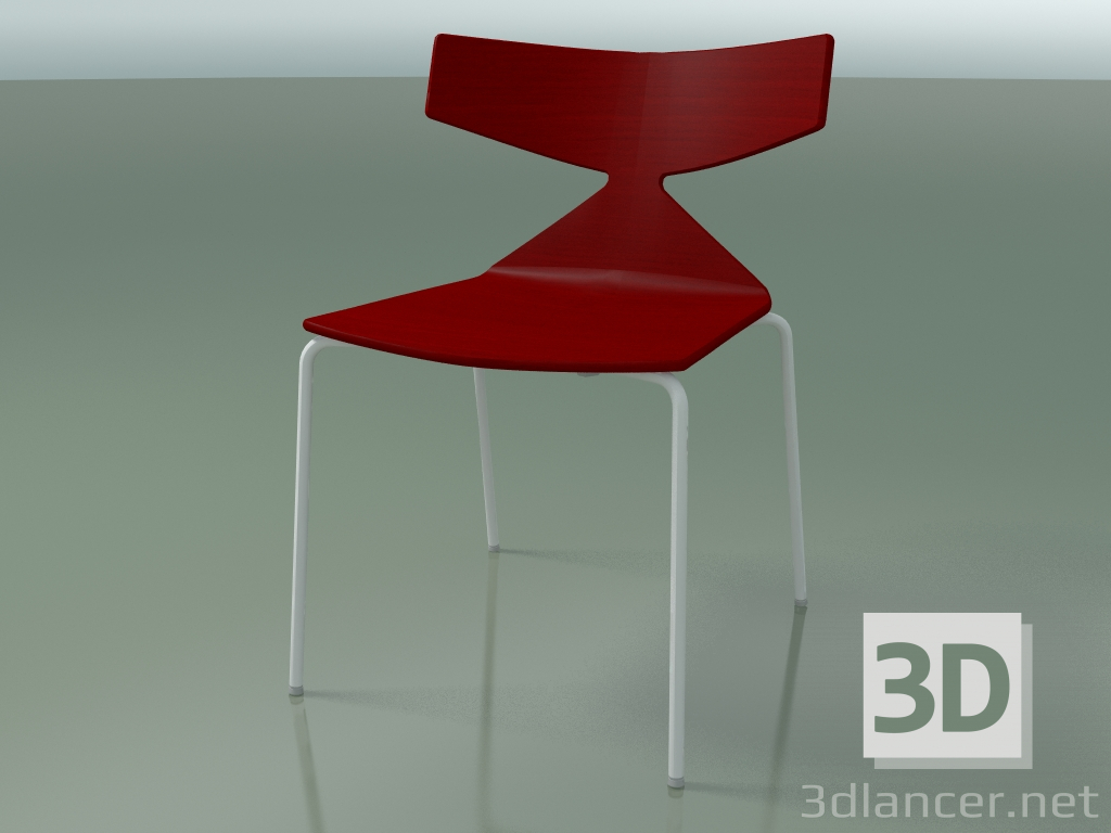 modello 3D Sedia impilabile 3701 (4 gambe in metallo, rosso, V12) - anteprima