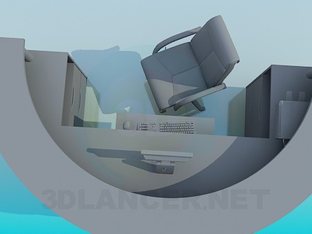 3d модель Полукруглый рабочий стол – превью 3d модель Полукруглый рабочий стол – превью