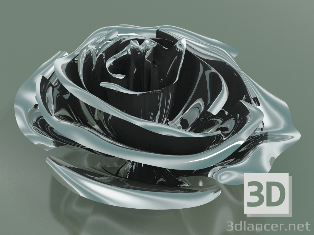 Modelo 3d Elemento Decorativo Rosa (D 13cm, Platina) - preview