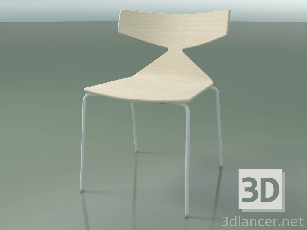 3d model Stackable chair 3701 (4 metal legs, White, V12) - preview