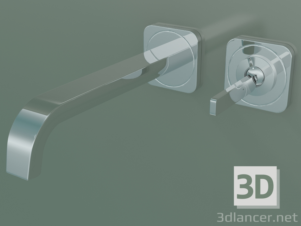 modello 3D Miscelatore monocomando lavabo ad incasso a parete (36106000, Cromo) - anteprima