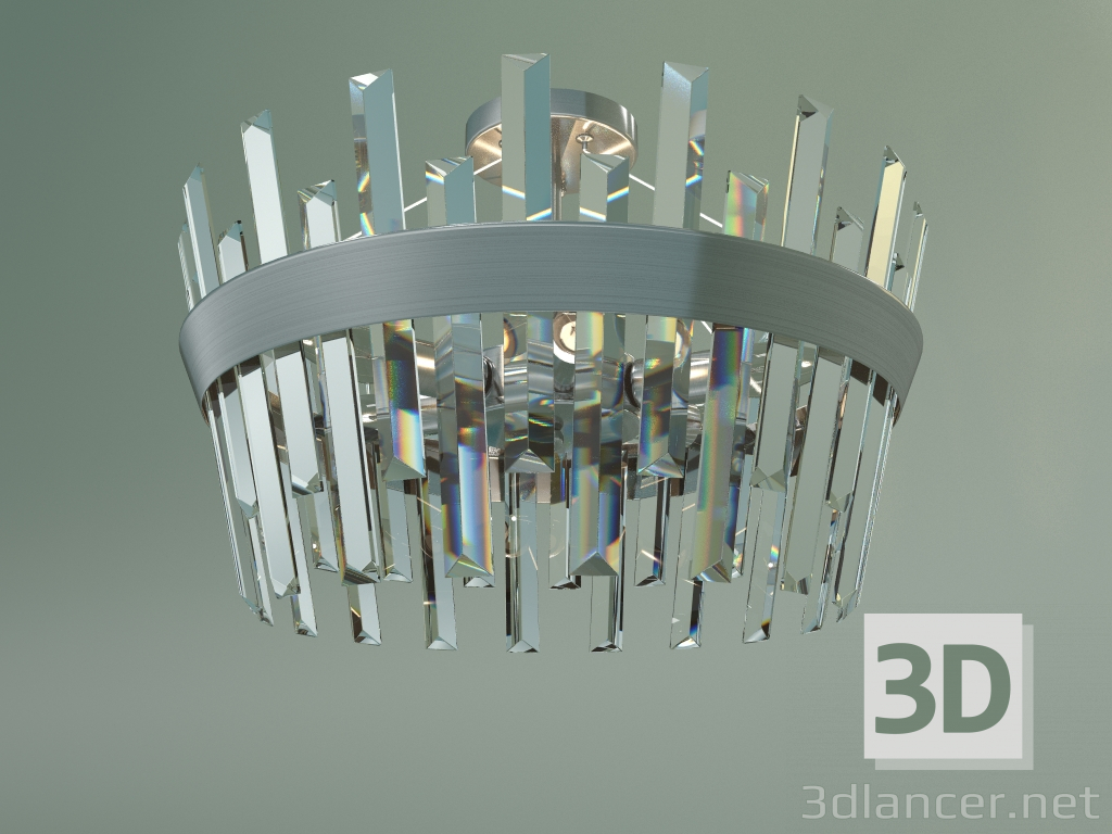 modello 3D Lampadario a soffitto Steccato 10111-6 (Strotskis satinato-nichel-cristallo trasparente) - anteprima