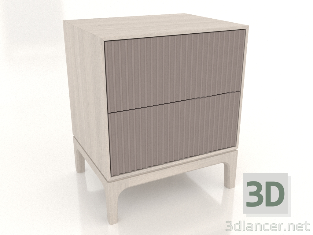 3D Modell Nachttisch FARGO 2 Schubladen mit gefrästen Fronten (Platin, Eiche gebleicht, Option 1) - Vorschau