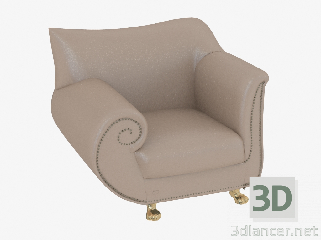 3D Modell Sessel Leder im Art-Deco-Stil A210r - Vorschau