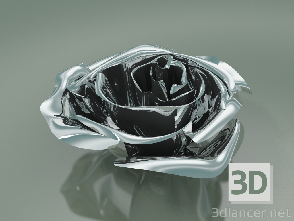 3D Modell Dekorelement Rose (D 10cm, Platin) - Vorschau
