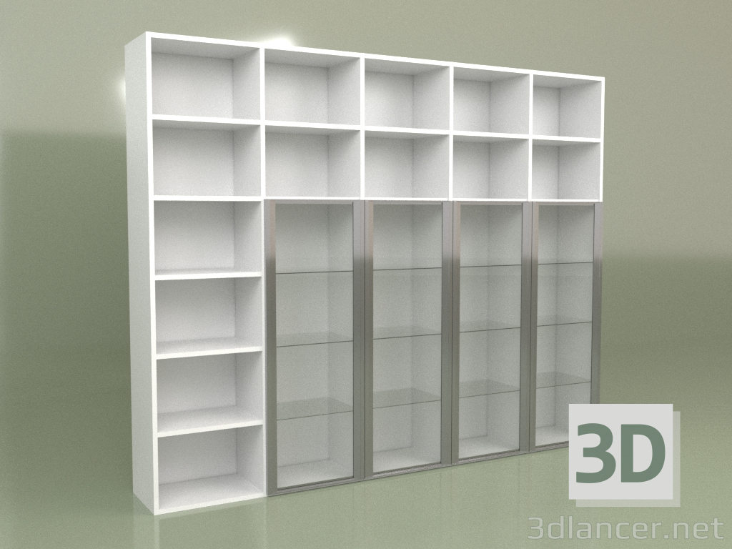 3 डी मॉडल किताबों की अलमारी जीएल 135 (सफेद) - पूर्वावलोकन