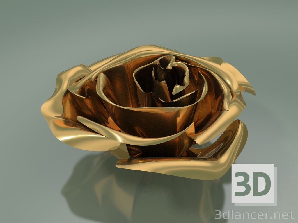 Modelo 3d Elemento Decorativo Rosa (D 10cm, Dourado) - preview