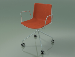 Cadeira 0462 (4 rodízios, com braços, com acabamento frontal, em polipropileno PO00101)