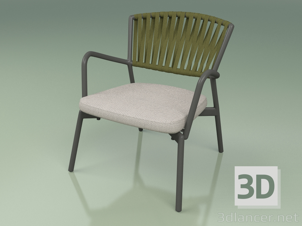 modello 3D Sedia con seduta morbida 127 (Belt Olive) - anteprima