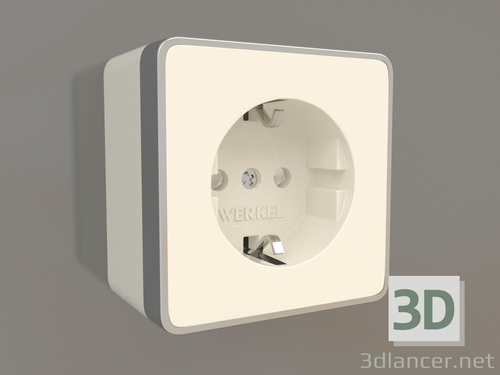3d model Socket with grounding and shutters (ivory) - preview