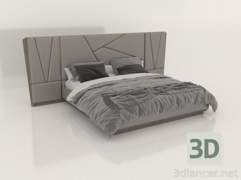 3d model The double bed is large - preview