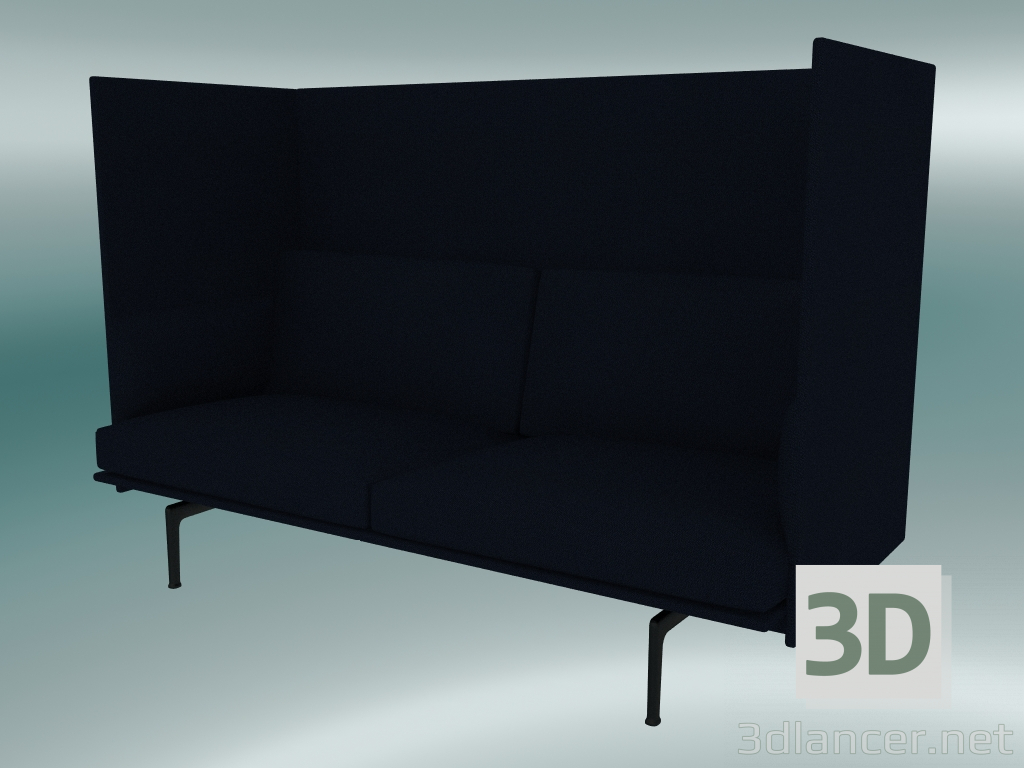 3 डी मॉडल डबल सोफा विथ हाई बैक आउटलाइन (विडार 554, ब्लैक) - पूर्वावलोकन