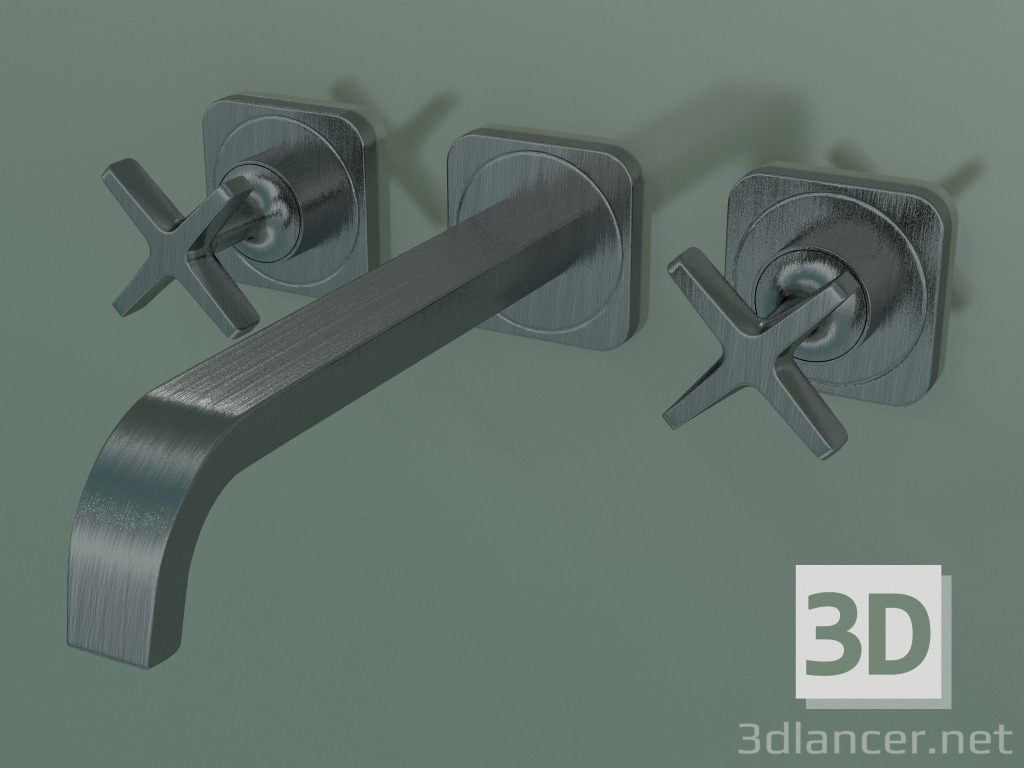 modèle 3D Mélangeur de lavabo à 3 trous pour installation encastrée (36107340, chrome noir brossé) - preview