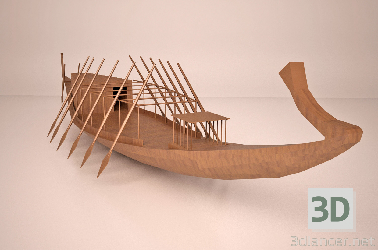 3d Ancient Egyptian Khufu solar ship model buy - render