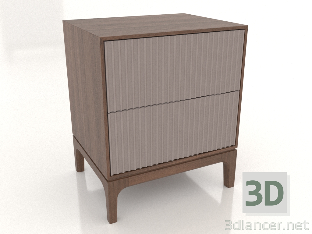 3D Modell FARGO Nachttisch 2 Schubladen mit gefrästen Fronten (Platin, Tabakeiche, Option 1) - Vorschau