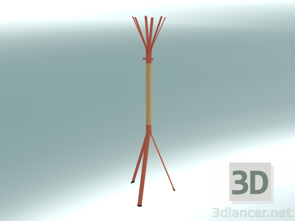 3d model Clothes hanger (N02, wooden column) - preview