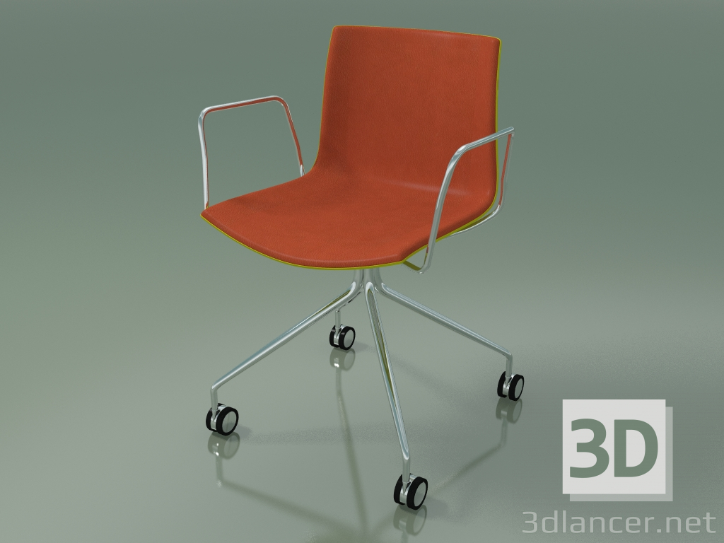 3D modeli Sandalye 0462 (4 tekerlekli, kolçaklı, ön kaplamalı, polipropilen PO00118) - önizleme