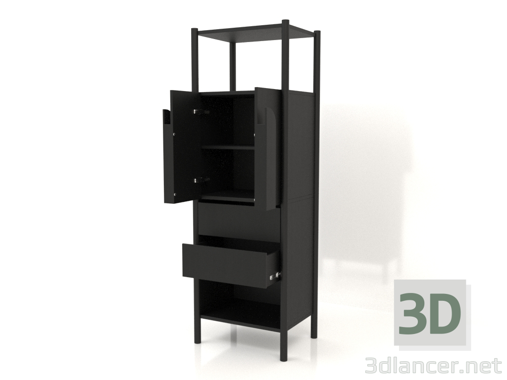 3d model Rack ST 05 (abierto, 600x450x1800, madera negro) - vista previa