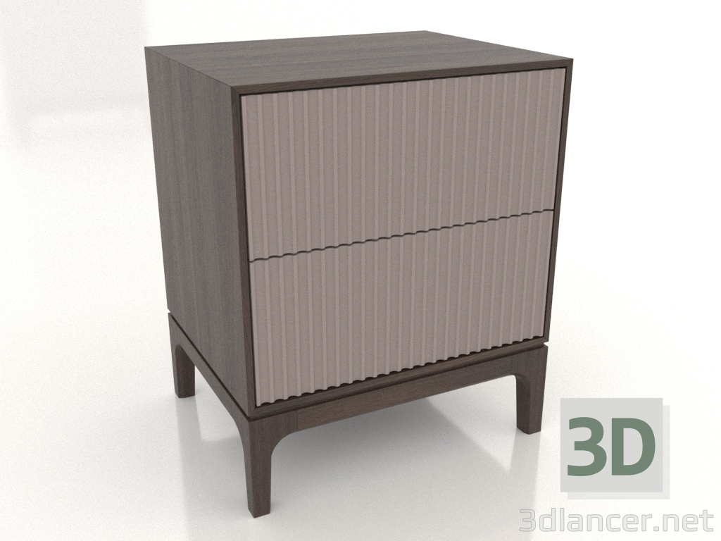 modello 3D Comodino FARGO 2 cassetti con frontali fresati (platino, rovere scuro, opzione 1) - anteprima