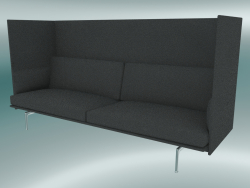 Triple sofa with high back Outline (Hallingdal 166, Polished Aluminum)