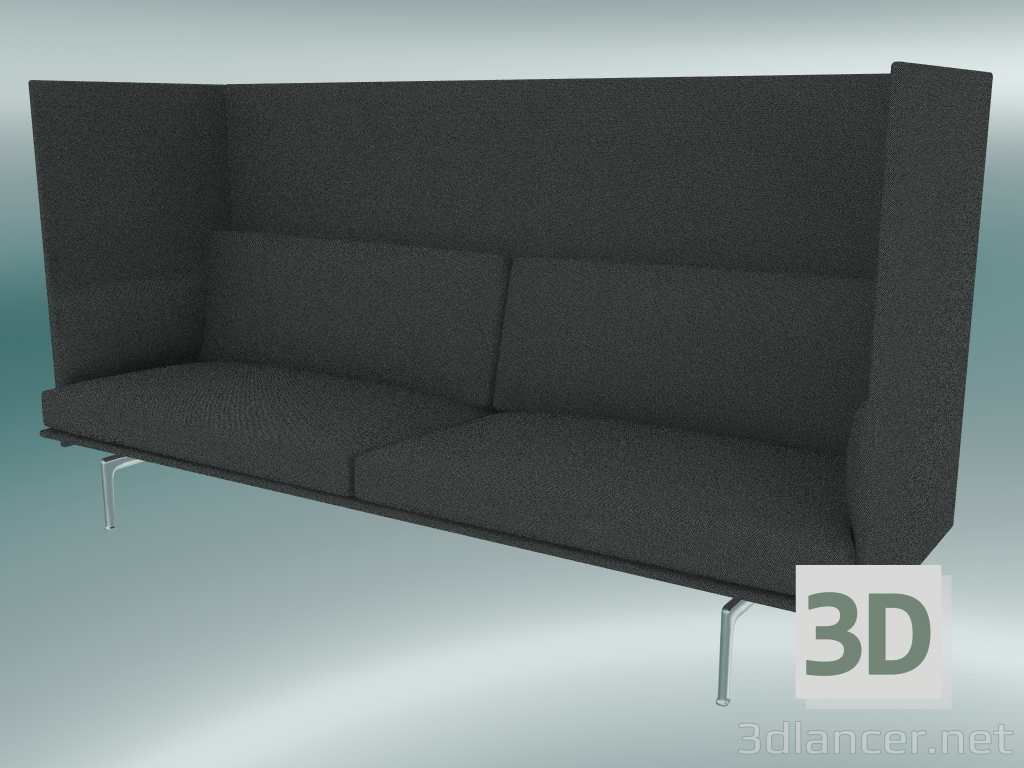 modèle 3D Canapé triple avec dossier haut (Hallingdal 166, aluminium poli) - preview