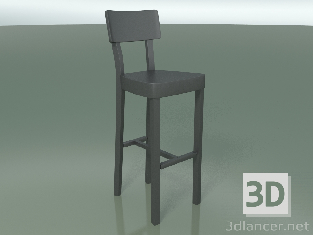 3d model Powder coated cast iron bar stool, outdoor InOut (28, Gray Lacquered Aluminum) - preview