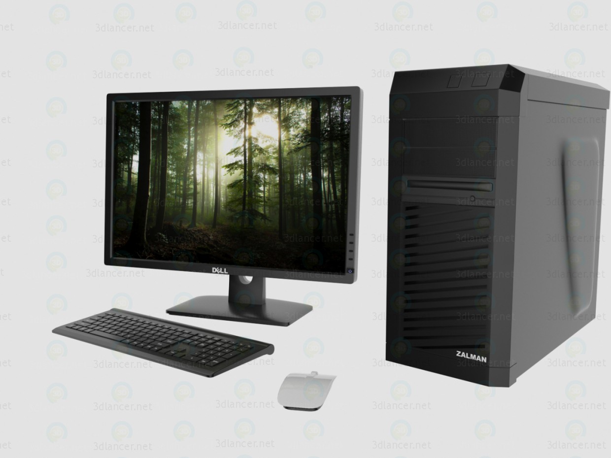 PC de escritorio 3D modelo Compro - render PC de escritorio 3D modelo Compro - render