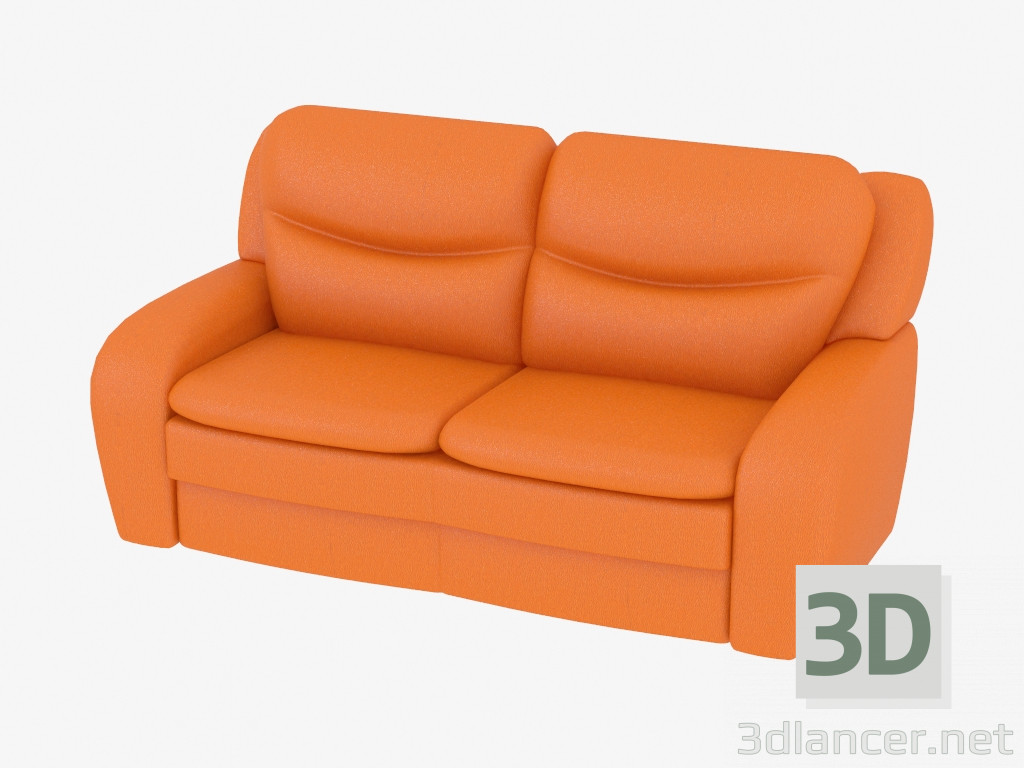 3D modeli Direk çift kişilik deri kanepe - önizleme