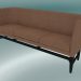 3d model Triple sofá Mayor (AJ5, A 82cm, 62x200cm, Roble teñido negro, Cuero - Seda Cognac) - vista previa