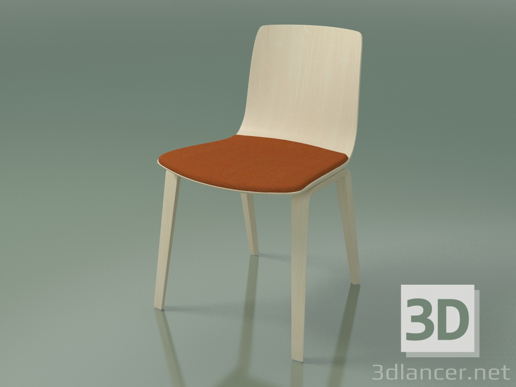 3d модель Стілець 3978 (4 дерев'яні ніжки, з подушкою на сидінні, white birch) – превью