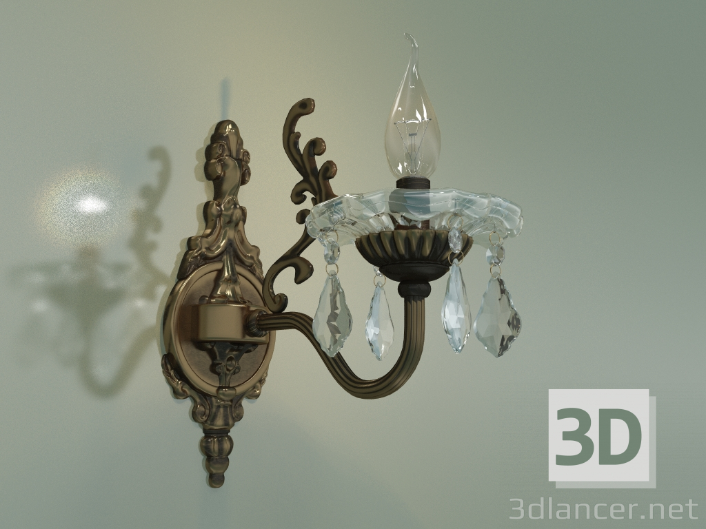 modello 3D Applique 3281-1 (Strotskis bronzo antico-cristallo trasparente) - anteprima
