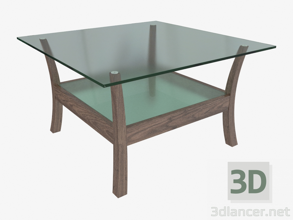 3d model Mesa de centro con una mesa de cristal (70x70x41) - vista previa