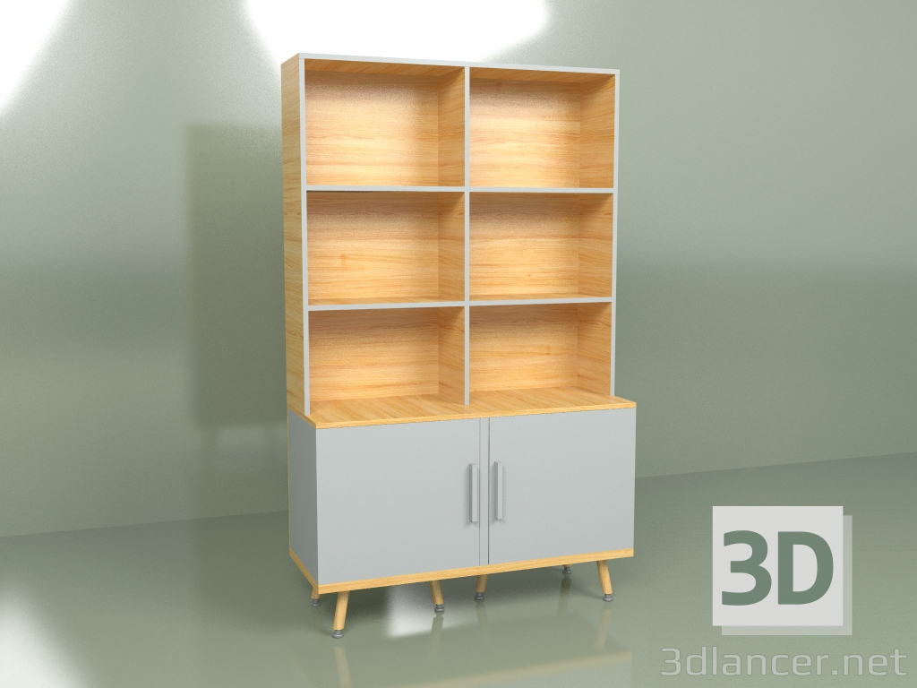 3D modeli Raflar Woodi (açık gri) - önizleme