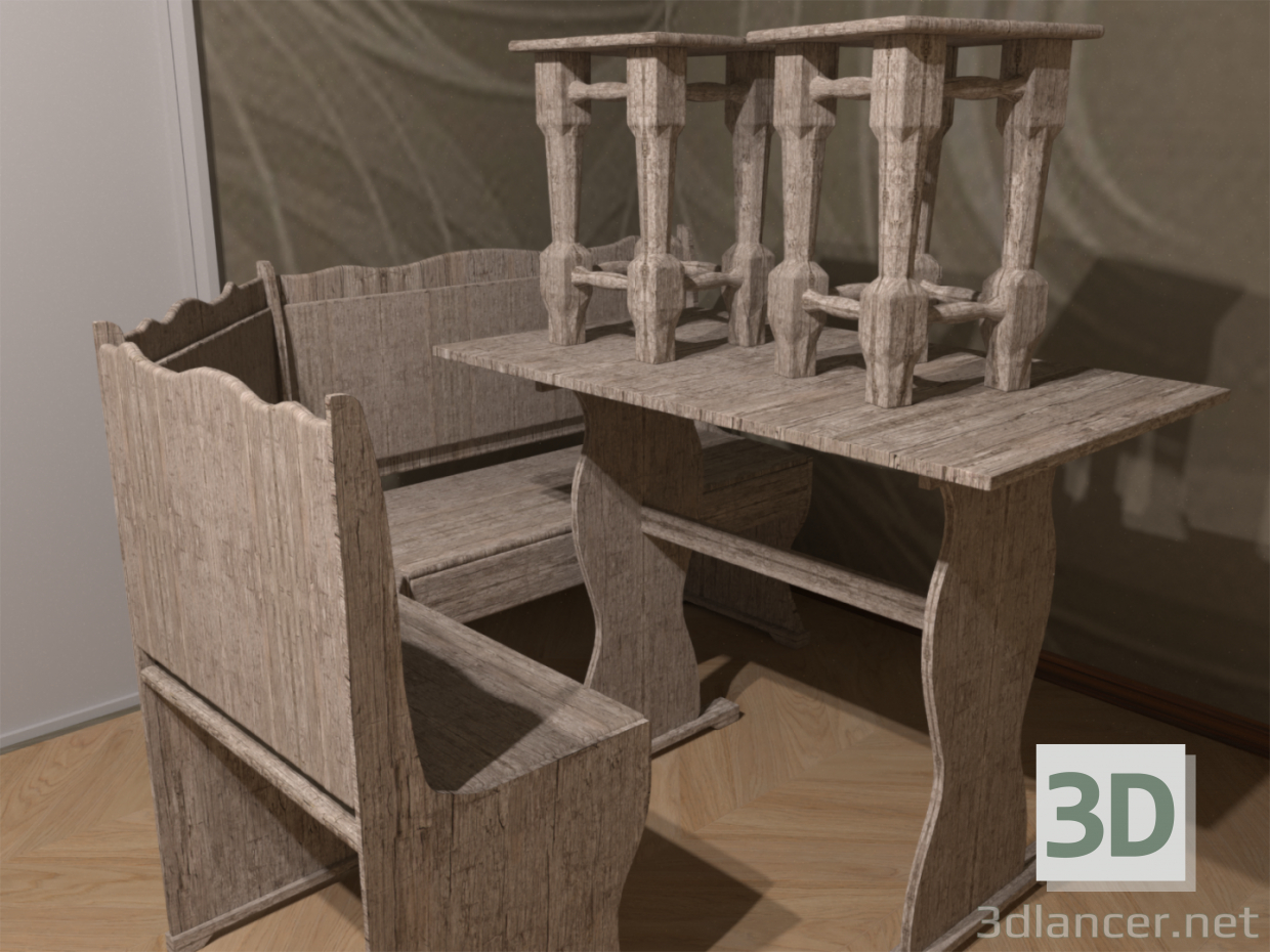 3d furniture set model buy - render