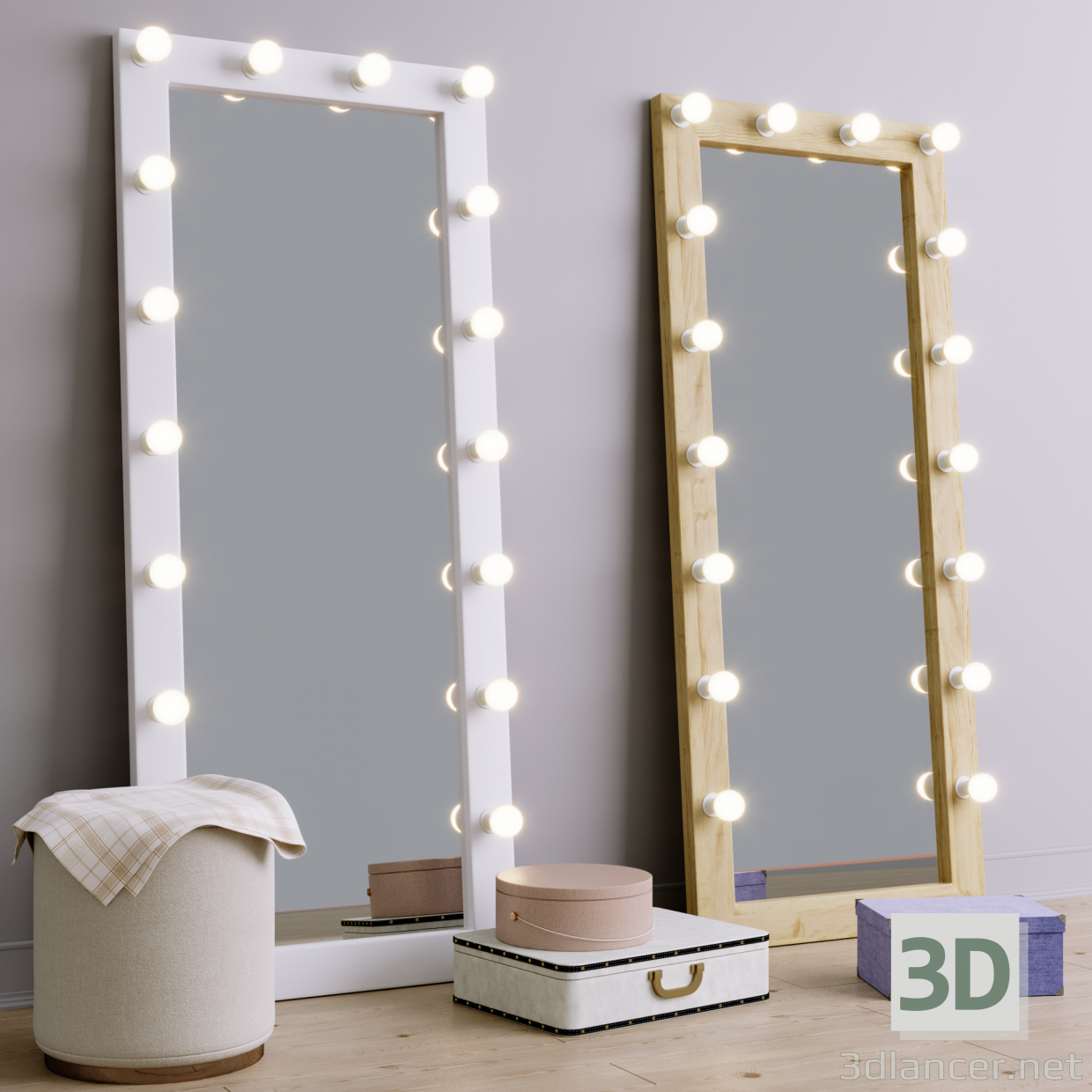 3d Floor make-up mirror model buy - render