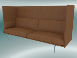 Triple sofa with high back Outline (Refine Cognac Leather, Polished Aluminum)
