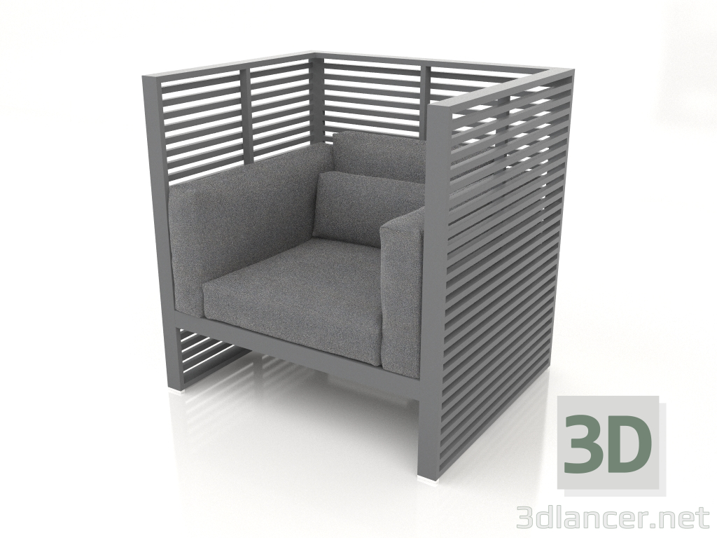 modello 3D Poltrona lounge Normando con schienale alto (Antracite) - anteprima