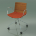 3d model Chair 0457 (4 castors, with armrests, with seat cushion, teak effect) - preview