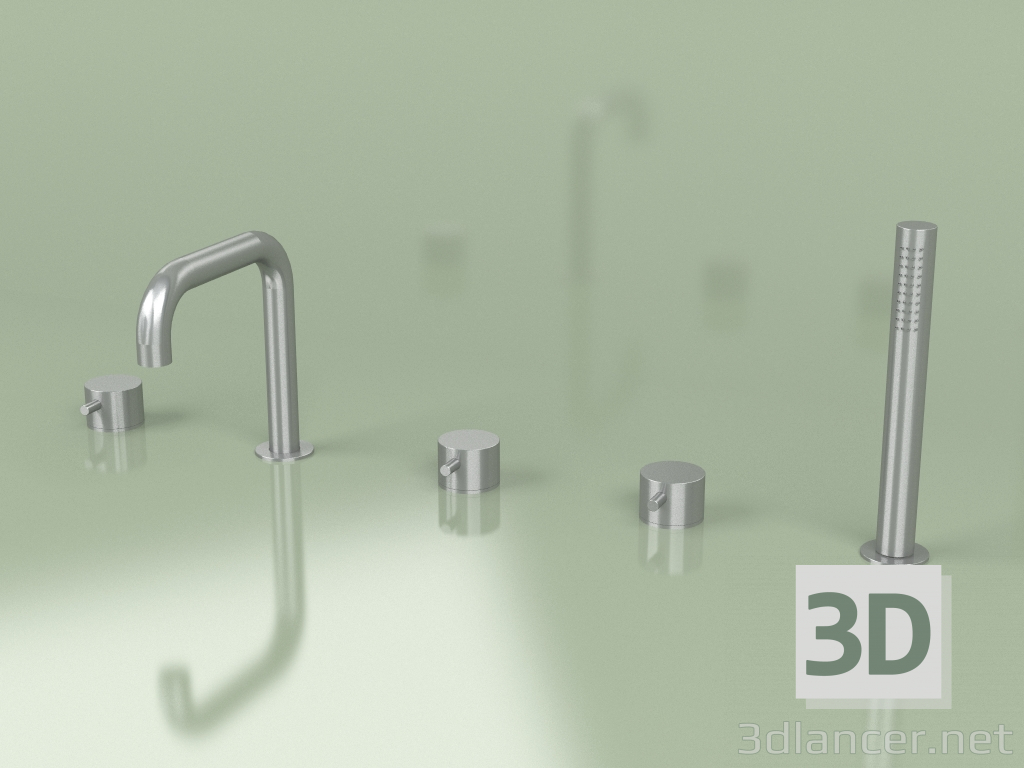 3d model Three-hole mixer and hydro-progressive mixer with hand shower (12 95, AS) - preview