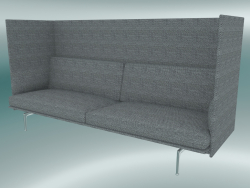 Triple sofa with high back Outline (Vancouver 14, Polished Aluminum)