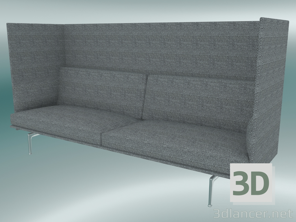 modèle 3D Canapé triple avec dossier haut (Vancouver 14, aluminium poli) - preview
