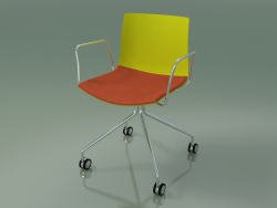 Chair 0457 (4 castors, with armrests, with seat cushion, polypropylene PO00118)