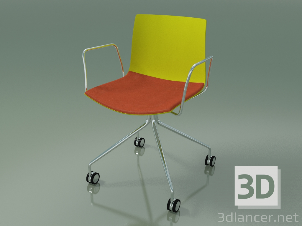 modèle 3D Chaise 0457 (4 roulettes, avec accoudoirs, avec coussin d'assise, polypropylène PO00118) - preview