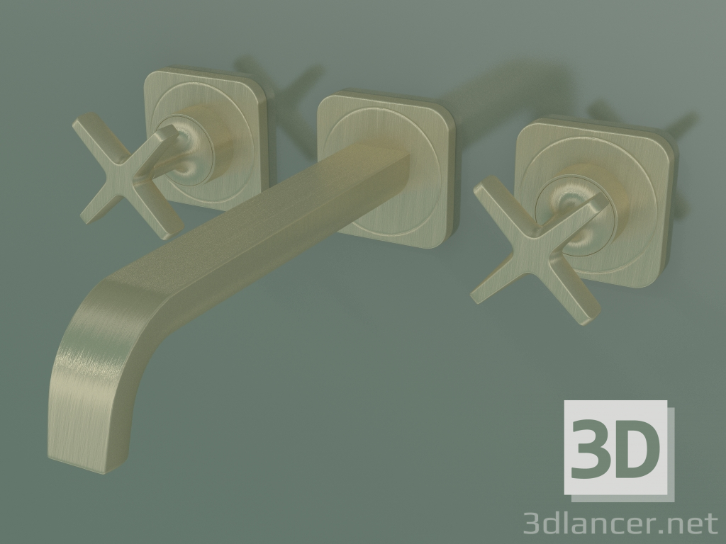 3D Modell 3-Loch-Waschtischmischer für verdeckte Installation (36107250, Brushed Gold Optic) - Vorschau