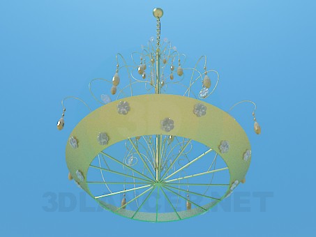 3d model Metal and Golden chandelier - preview 3d model Metal and Golden chandelier - preview