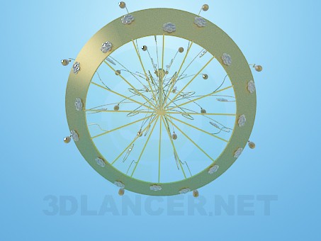 3d model Metal and Golden chandelier - preview 3d model Metal and Golden chandelier - preview