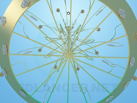 3d model Metal and Golden chandelier - preview 3d model Metal and Golden chandelier - preview