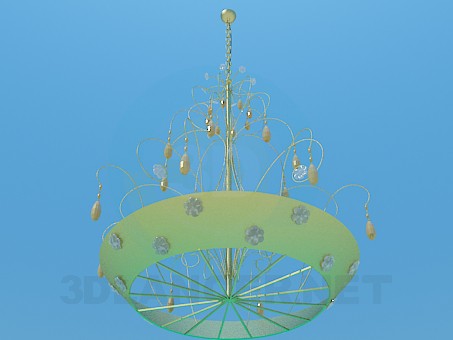 3d model Metal and Golden chandelier - preview 3d model Metal and Golden chandelier - preview