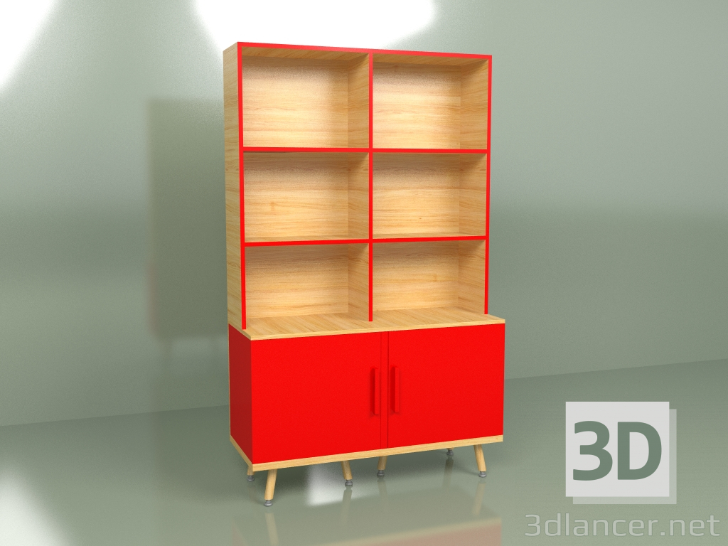 modello 3D Scaffali Woodi (rosso) - anteprima