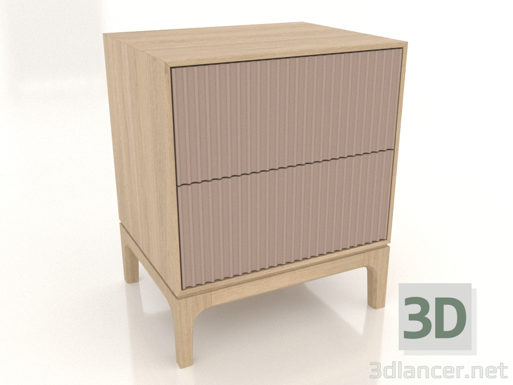 3d model Bedside table FARGO 2 drawers with milled facades (beige, lightened oak, option 1) - preview